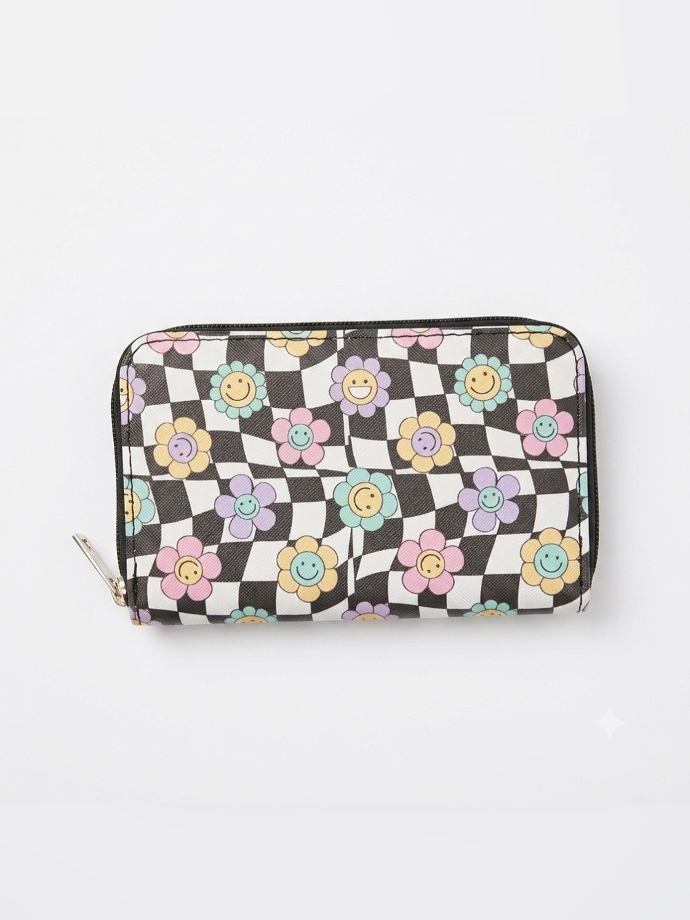 Smiley Face Daisy Zippered Wallet